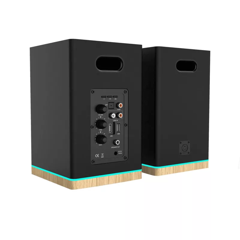 Lentyninės kolonėlės Teac BS-60BK LED juodos — Bluetooth, 2×90W, RCA, USB, optinis, su boso refleksu, nuotolinis valdymas
