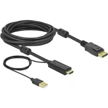 Vaizdo kabelio adapteris DeLOCK 85966 5m HDMI Type A DisplayPort USB Type-A juodas