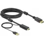 Vaizdo kabelio adapteris DeLOCK 85966 5m HDMI Type A DisplayPort USB Type-A juodas