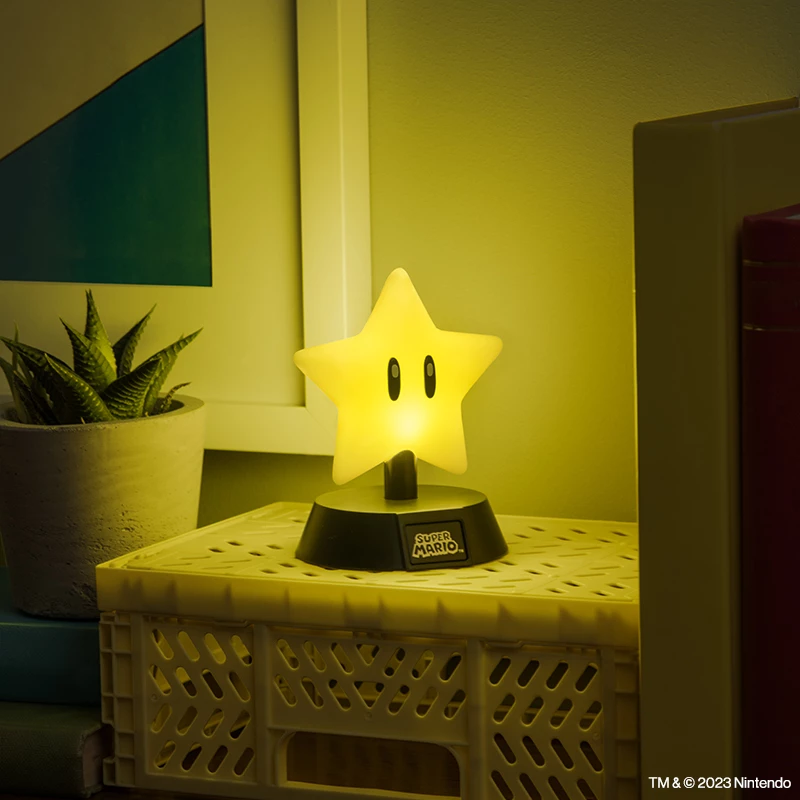 Stalinė lempa Paladone Super Mario Super Star Icon Light — dekoratyvinis LED naktinis šviestuvas