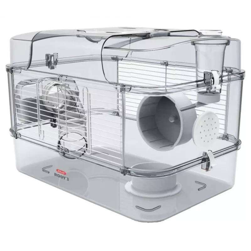Cage ZOLUX RODY3 SOLO white — compact single-hamster enclosure, metal/plastic, 410×280×270 mm