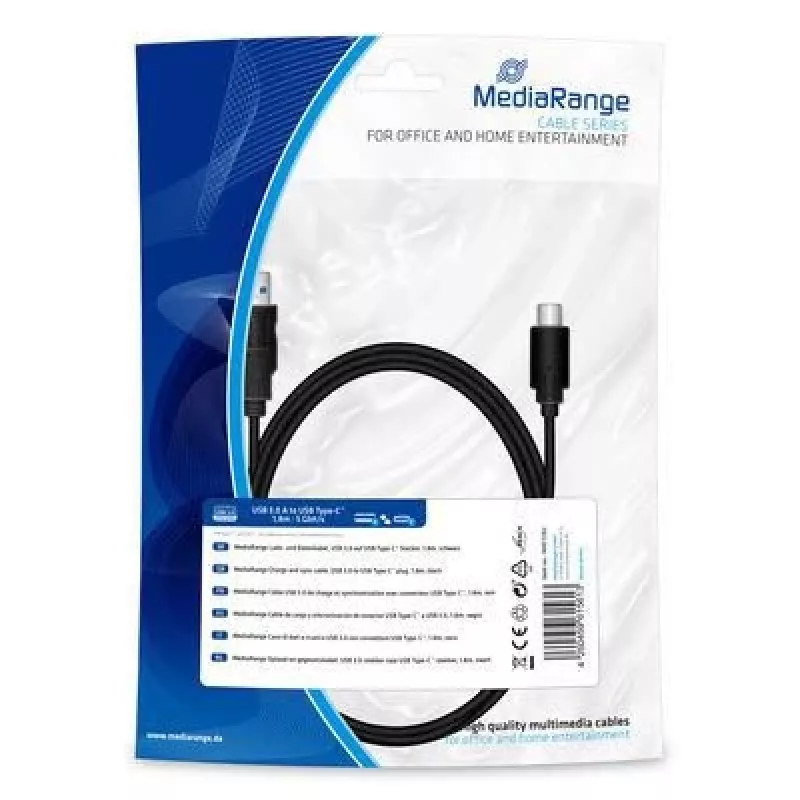 USB laidas MediaRange MRCS182 USB 3.2 Gen 1 1.8 m USB A USB C Juodas