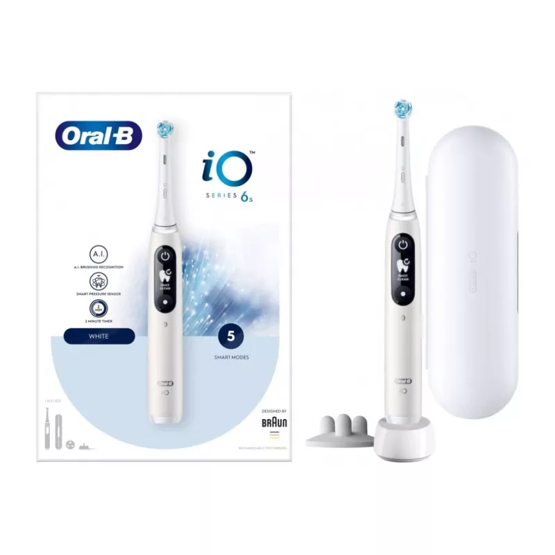 Braun Oral-B iO6 serijos elektrinis dantų šepetėlis, baltas