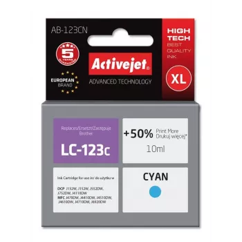 Activejet AB-123CN Rašalas (pakaitalas Brother LC123C/121C; Supreme; 10 ml; žydras)