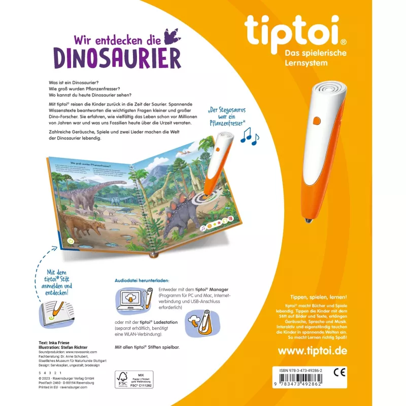 tiptoi We discover the dinosaurs, mokomoji knyga
