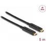 USB-C laidas DELOCK 84090 — 5 m, USB-C į USB-C, iki 21600 Mbit/s, paauksuoti kontaktai, juodas