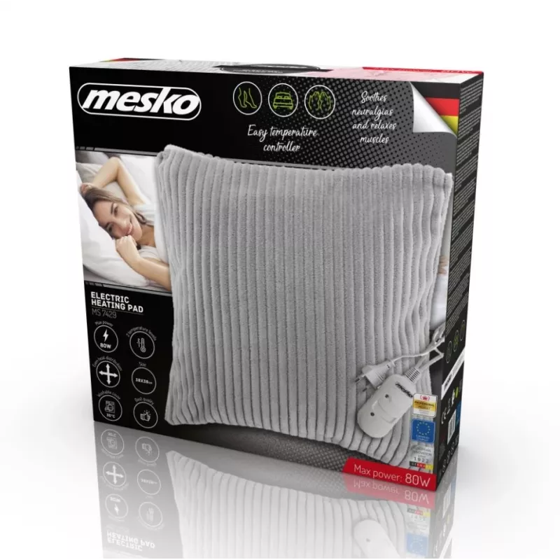 Elektrinė šildomoji pagalvėlė Adler MS 7429 — 80 W, 380×380 mm, pilka