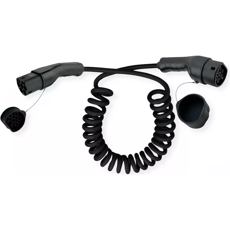 E-car charging cable 19.08.0055, juoda, type 1, type 2, tiesus, tiesus, IP54, IP65