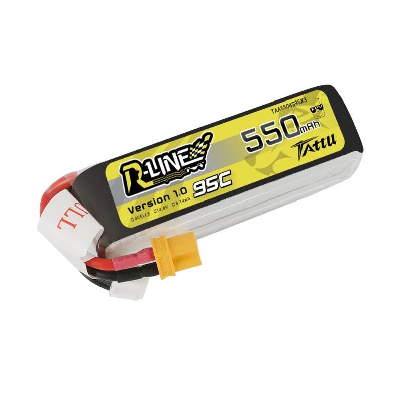 Baterija Tattu R-Line 550mAh 14,8V 95C 4S1P — LiPo rinkinys RC modeliams