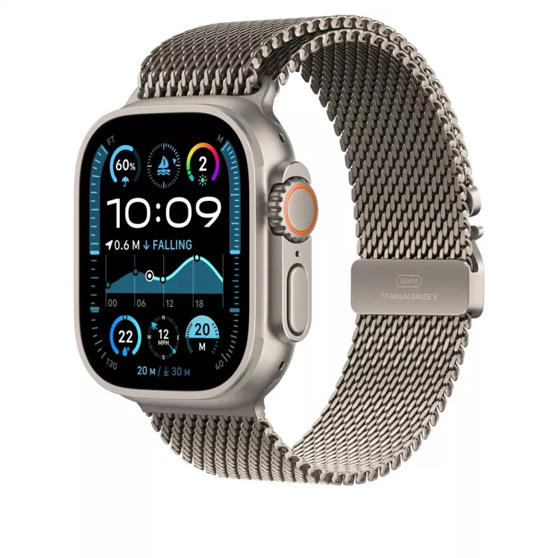Dirželis Apple 49mm Natural Titanium Milanese Loop Medium Titanium