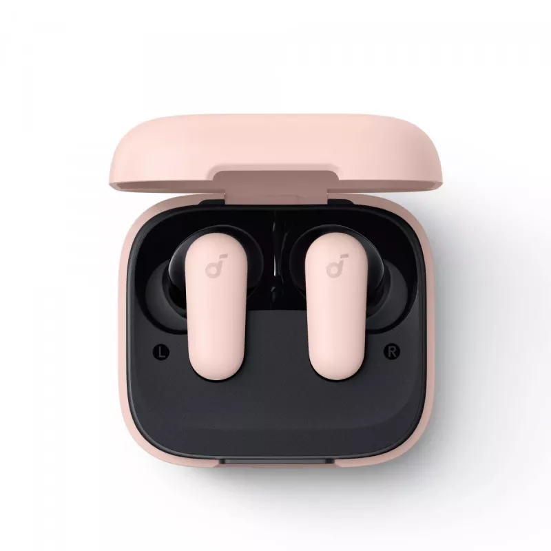 Ausinės Anker P30i belaidės į ausis įdedamos ausinės skambučiams ir muzikai, USB Type-C, Bluetooth, šviesiai rožinės