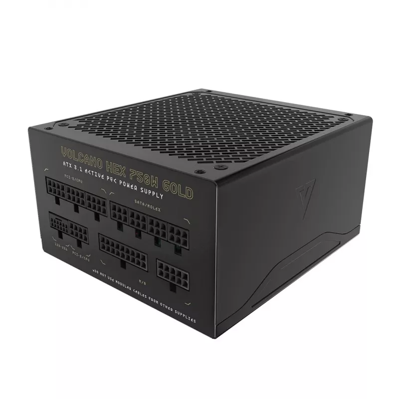 Maitinimo blokas MODECOM VOLCANO HEX GOLD 750W, 80 PLUS Gold, ATX 3.1, modulinis, 14 cm ventiliatorius