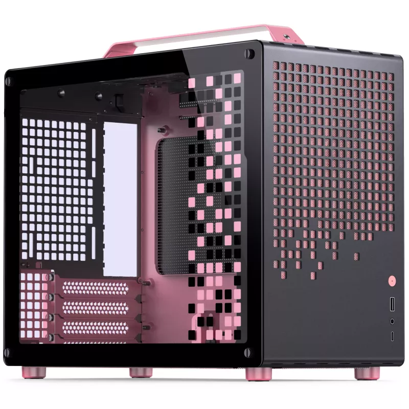 Jonsplus MATX Handle Case Z20 Juoda-Pink – Mini/Micro/Flex-ATX korpusas su nešiojimo rankena