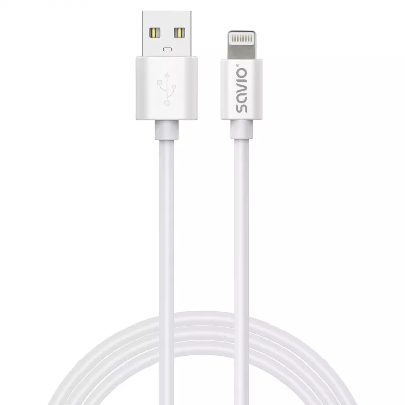 Savio Cl-193 USB laidas USB 2.0 2 m USB A USB C/Lightning Baltas