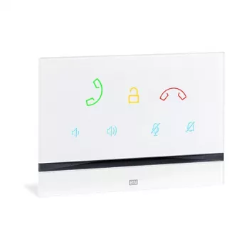 Domofono vidinis skydelis 2N Indoor Talk baltas — laidinis, grūdintas stiklas, montuojamas ant sienos, 185×128×48,2 mm