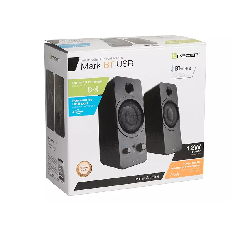 Stalinis 2.0 TRACER Mark garsiakalbis 12 W, maitinamas USB, Bluetooth, 2 krypčių, 2 tvarkyklės, juodas