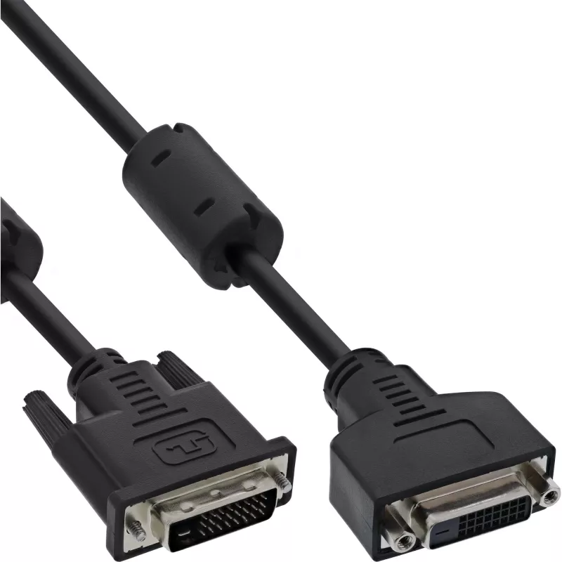 InLine DVI-D kabelis 24+1 M/F, Dual Link, 2 ferito šerdys, 3 m