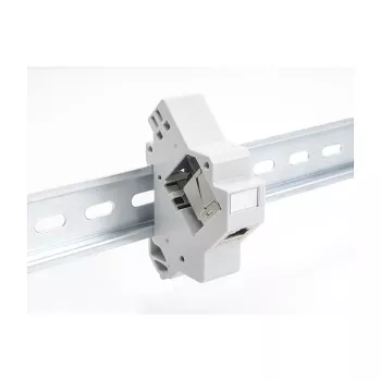Snap-in Keystone Holder for DIN rail DELOCK 67043 — plastic, grounded, 60×88.2×21.5 mm, Pilka