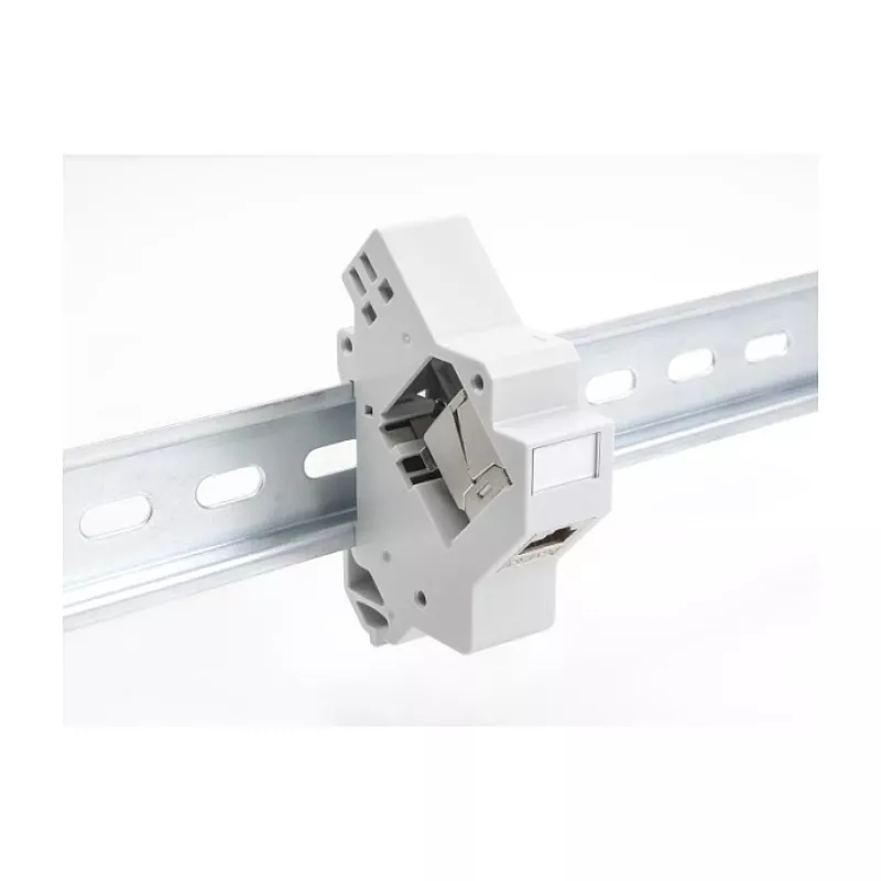 Snap-in Keystone Holder for DIN rail DELOCK 67043 — plastic, grounded, 60×88.2×21.5 mm, Pilka
