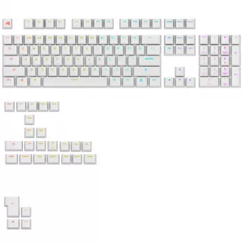 GLORIOUS GPBT apšviečiami klavišų dangteliai — PBT balti, ANSI išdėstymas