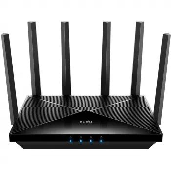 Stalinis maršrutizatorius Cudy WR11000 — Trijuostis 2,4/5/6 GHz, Wi‑Fi 7, 4× 2,5 Gigabito LAN, 5765 Mbps per 6 GHz juostą, 512 MB RAM