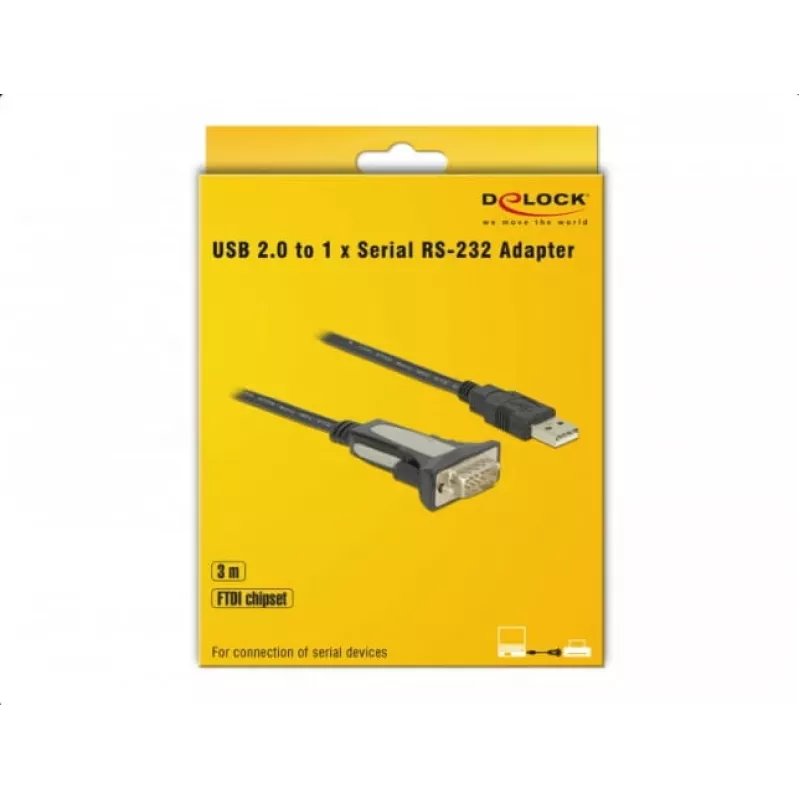 DELOCK USB 2.0 Type-A į 1x serijinis RS-232 DB9 adapteris 3 m