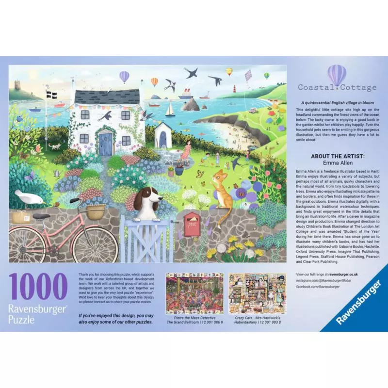 Dėlionė Ravensburger Coastal Cottage 1000 vnt., 700 mm pločio, 2 mm storio