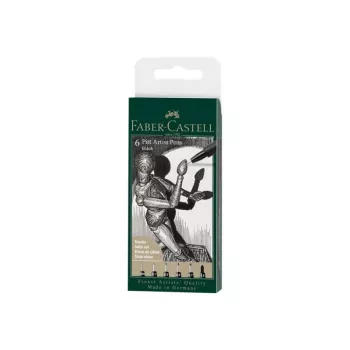 Mechaninių pieštukų rinkinys Faber-Castell 167154 — 6 vnt., juodas plastikinis korpusas, juodas švinas