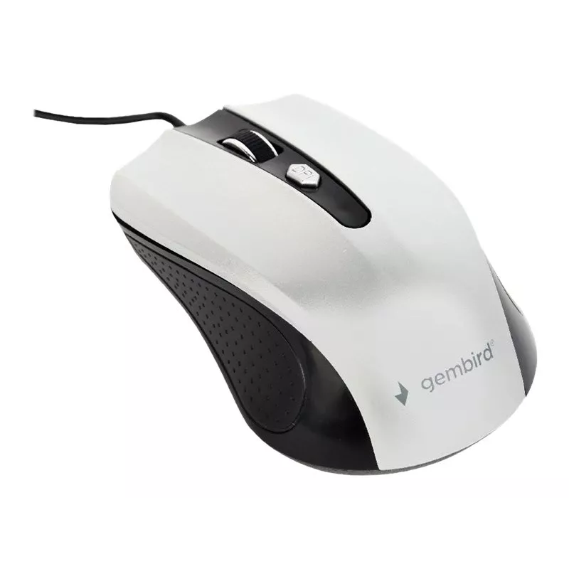 Laidinis abiem rankoms tinkamas optinė pelė GEMBIRD MUS-4B-01-BS, USB Type-A, 1200 DPI, 4 mygtukai, juoda/sidabrinė