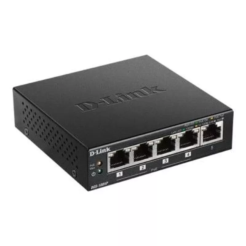 D-Link DGS-1005P/E tinklo jungiklis Nevaldomas Gigabit Ethernet (10/100/1000) Power over Ethernet (PoE) Juoda