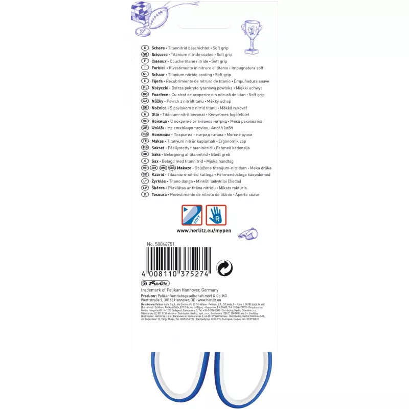 Vienas rašiklis Herlitz my.pen tiesus pjovimas mėlynas baltas