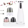 Elektrinis druskos ir pipirų malūnėlių rinkinys Adler AD 4449W Steel White, keraminės girnos, 150 ml, USB-C įkraunamas