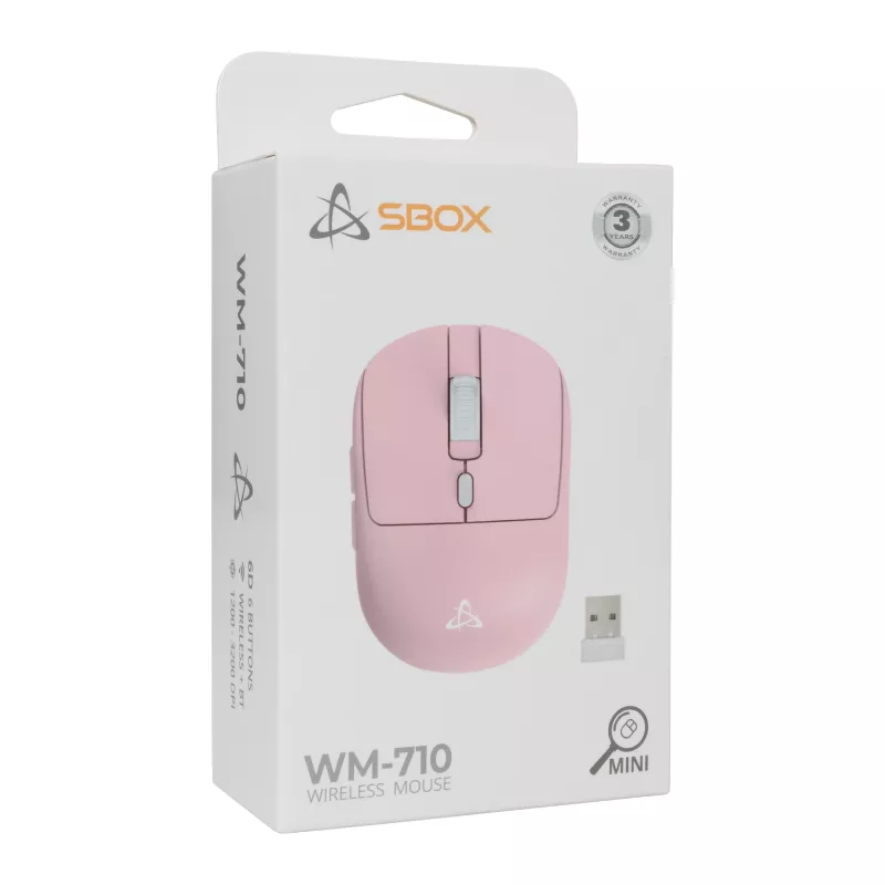 Pelė SBOX WM-710 rožinė belaidė sąsaja