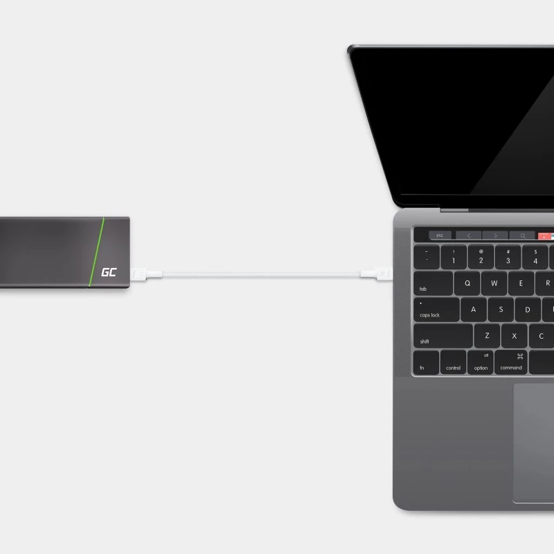 USB C į USB C kabelis Green Cell KABGC29W 2 m, USB 3.2 Gen 1, 60 W PD, pintas TPE, baltas