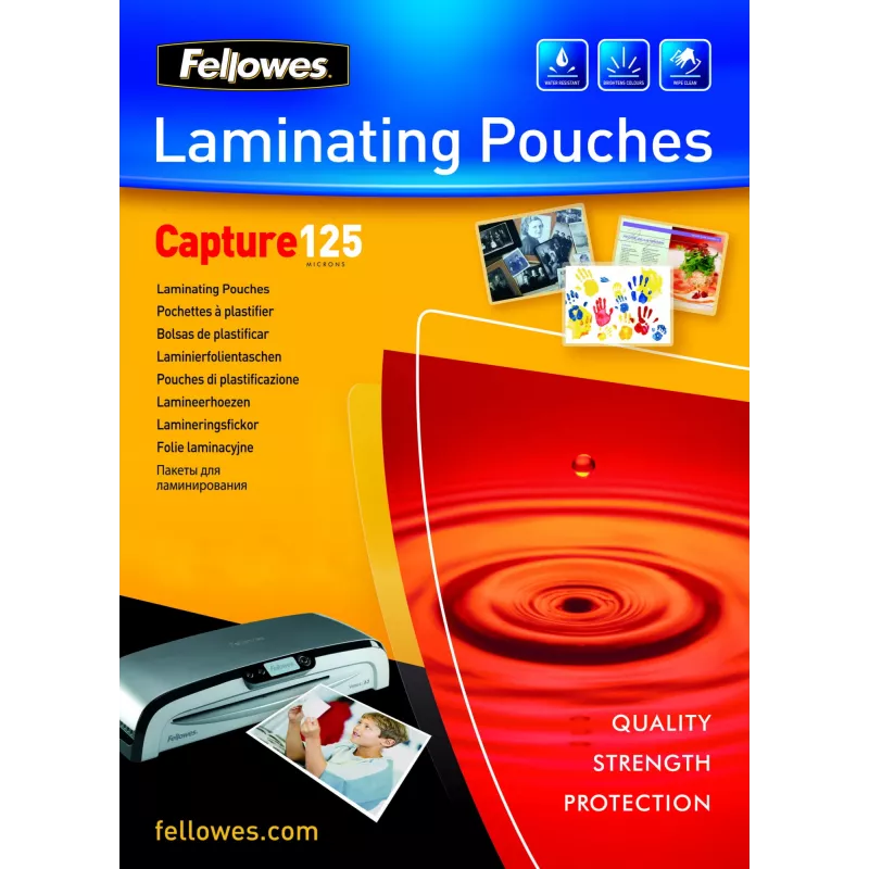 Fellowes A6 blizgios 125 mikronų laminavimo plėvelės – 100 vnt. pakuotė
