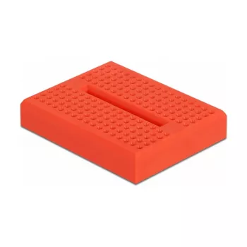 Maketinė plokštė DELOCK 18318 — plastikinė belituojamoji prototipų plokštė, 36 × 46 × 10 mm, raudona