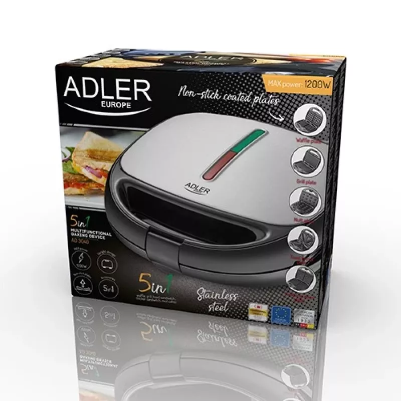 Sumuštinių keptuvė Adler AD 3040 1200 W, juoda, pilka