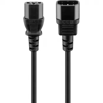 Wentronic Goobay Kaltgeräte Verlängerung, 2 m, Schwarz - Gerätestecker C14 (Kaltgeräteanschluss) > Gerätebuchse C13 (Kaltgeräteanschluss) (50081)