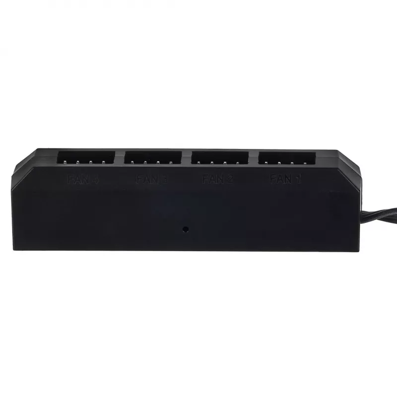 Ventiliatoriaus šakotuvas DeepCool FH-04 — 20 kontaktų ATX į 4× 3 kontaktų Molex, 0,55 m kabelis, juodas
