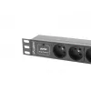 Maitinimo skirstymo įrenginys LANBERG PDU-03E-0200-BK — 1U, 3x E tipo lizdai, 220–250 V, 16 A, 2 m laidas, juodas