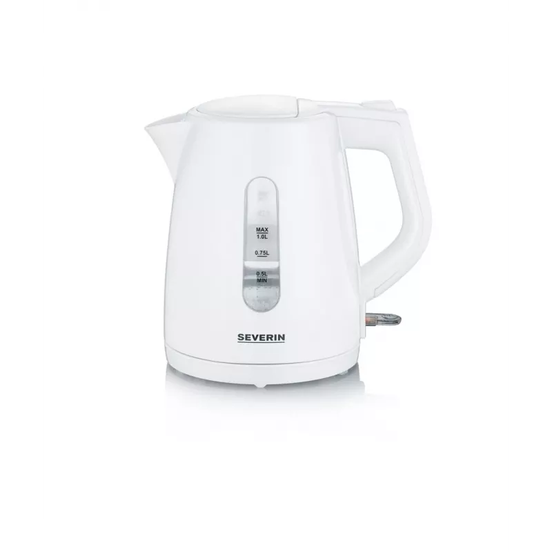 Elektrinis virdulys SEVERIN 1 L 2200 W baltas — belaidis, 360° pagrindas, paslėptas kaitinimo elementas