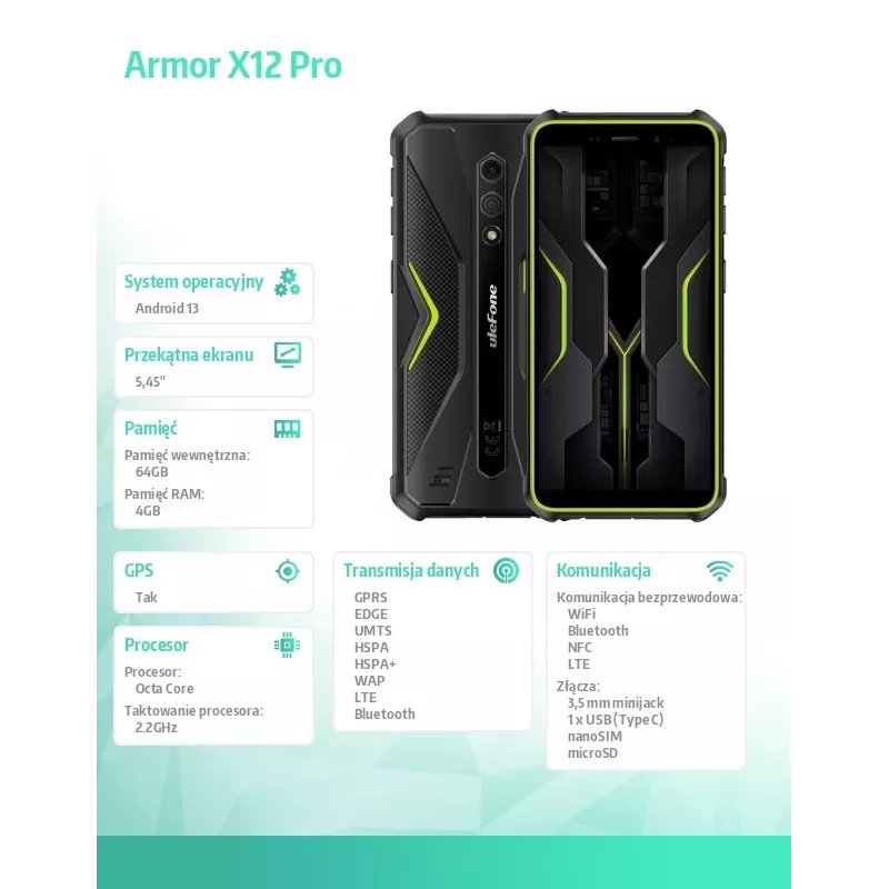 Išmanusis telefonas Ulefone Armor X12 3GB/32GB be įkroviklio