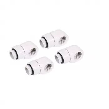Alphacool 17619 suspaudžiamasis L formos adapteris, G1/4 (išor.) į G1/4 (vid.), pasukamas, baltas