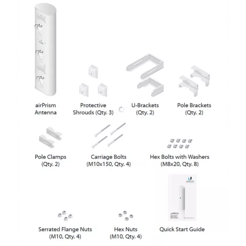 Ubiquiti AP-5AC-90-HD sektorinė antena airPrism, 5 GHz, 22 dBi, 2x2 MIMO, 90° (3x 30°), skirta Rocket 5AC-PRISM