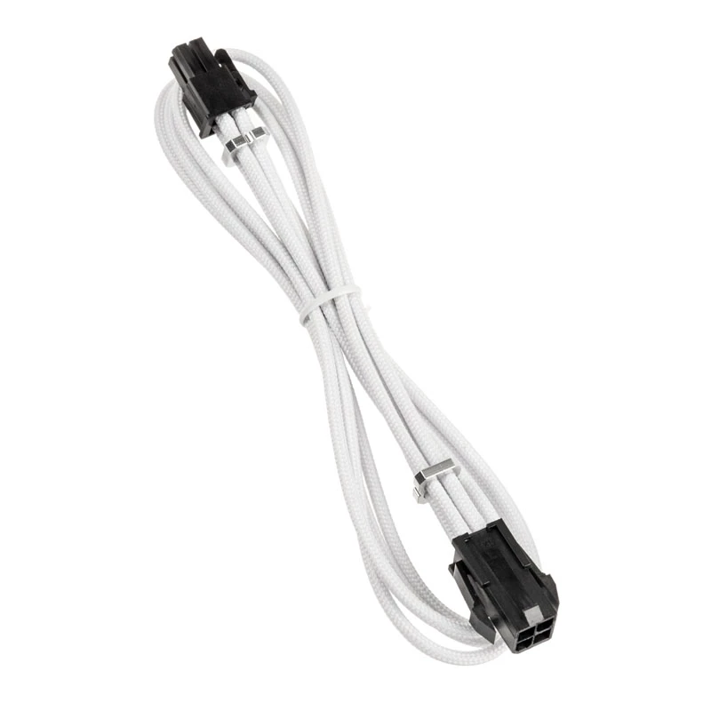 BitFenix Alchemy 4 kontaktų ATX12V prailginimo kabelis, 45 cm, su apvalkalu - Baltas