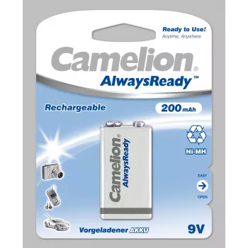 Camelion | 9V/6HR61 | 200 mAh | AlwaysReady Rechargeable Batteries Ni-MH | 1 vnt.