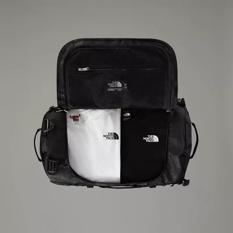 Duffel bag The North Face Base Camp S — 50 l, nailonas/poliesteris, juoda/balta