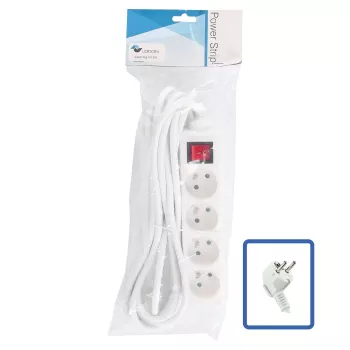 Maitinimo ilgintuvas LOGON LPS070 5 m kabelis 4 kintamosios srovės lizdų 16 A 3500 W Patalpoms Balta