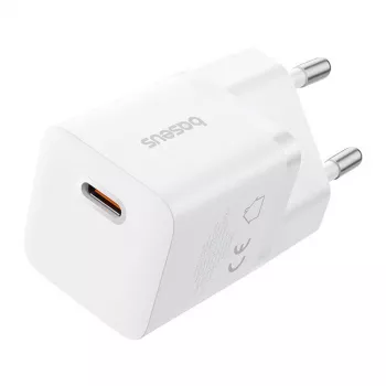 Baseus P10110909213-00 USB-C GaN5 mini 25W mains charger Balta