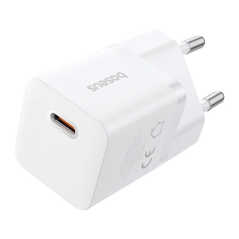 Baseus P10110909213-00 USB-C GaN5 mini 25W mains charger Balta